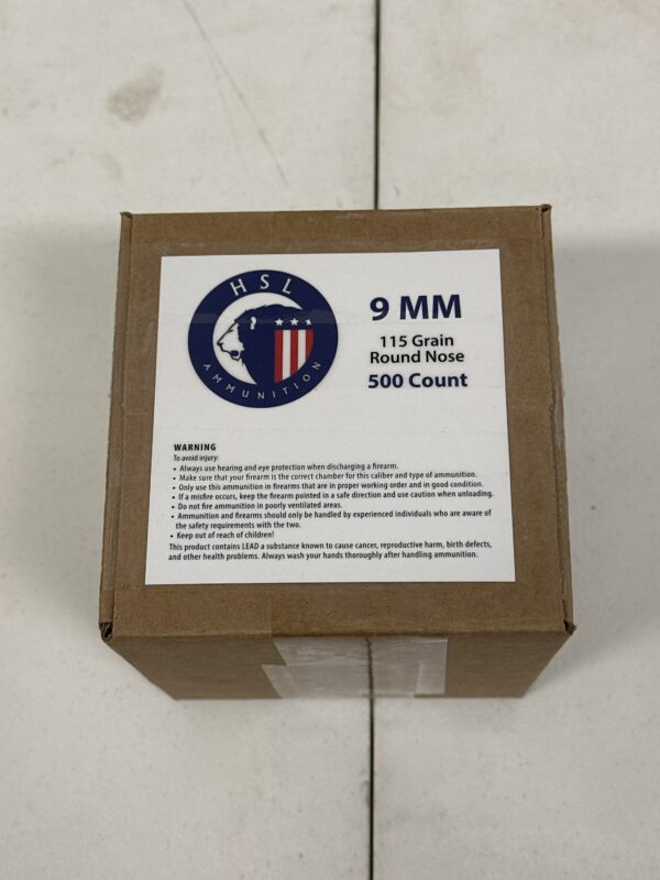 9mm - 115 GR - HSL Ammunition - 500 Rounds - Image 2