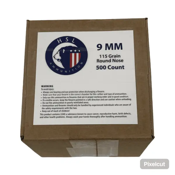 9mm - 115 GR - HSL Ammunition - 500 Rounds